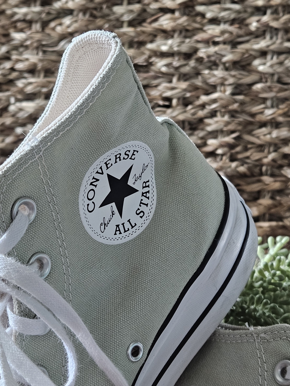 Light Sage Green High-Top Converse Sneakers - Casual Women’s Shoes - Picture 3 of 16